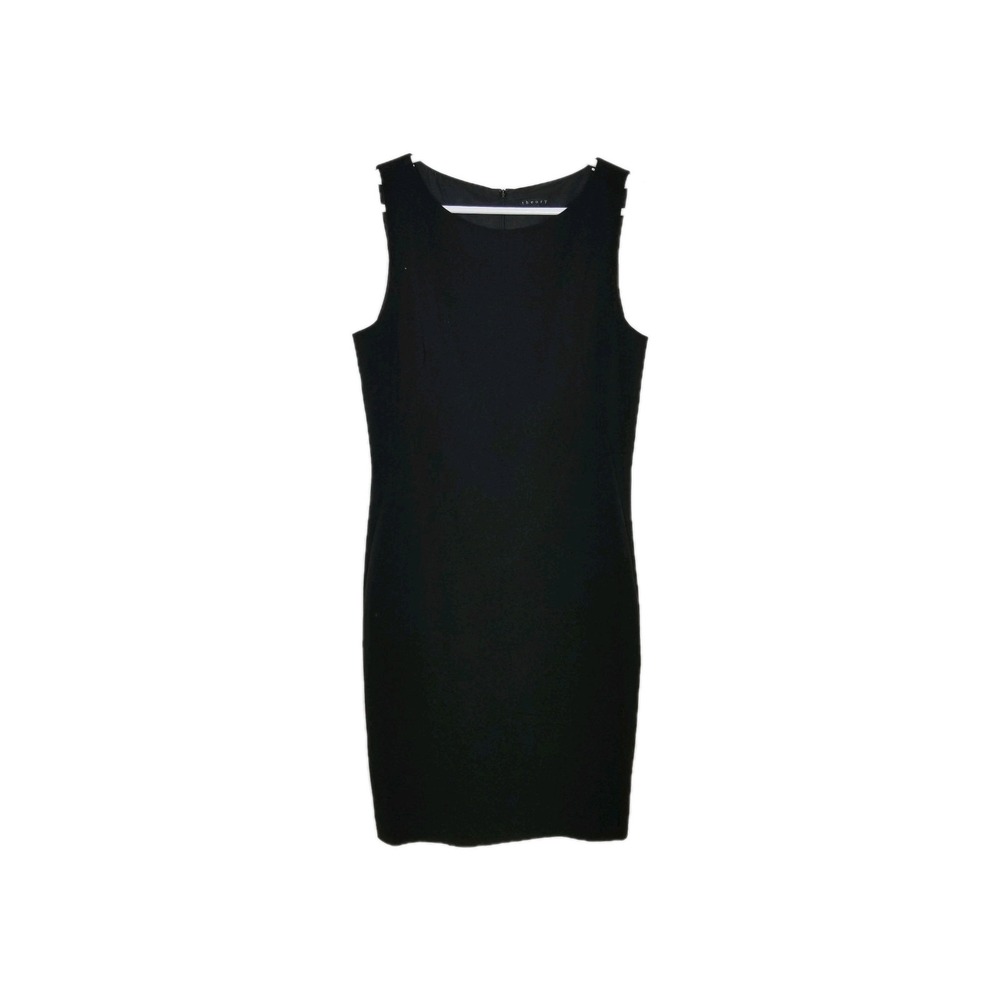 Theory Women Virgin Wool Blend Sheath Dress  12‎ Black Sleeveless Office Classic